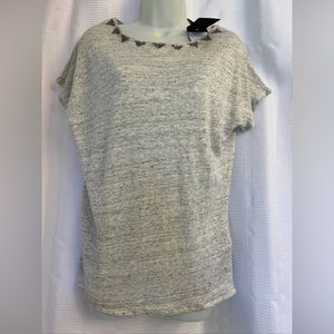 Massimo Dutti Linen Top Women S Grey Embellished NWT